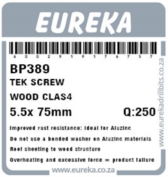 BP389 - Tek Screw Wood Class 4 -BP389_label_T